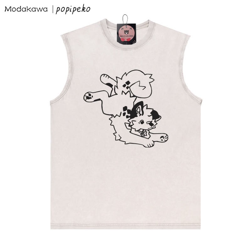 Verspieltes Unisex-T-Shirt mit verwaschenem Vintage-Print und Welpen-Grafik - Aprikose - 2XL - image 3