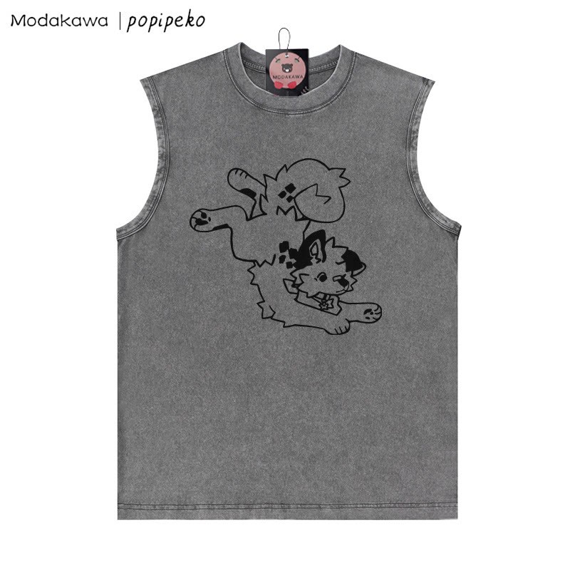 Verspieltes Unisex-T-Shirt mit verwaschenem Vintage-Print und Welpen-Grafik - Grau - 2XL - image 2