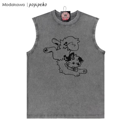 Verspieltes Unisex-T-Shirt mit verwaschenem Vintage-Print und Welpen-Grafik - Grau - 2XL - image 2