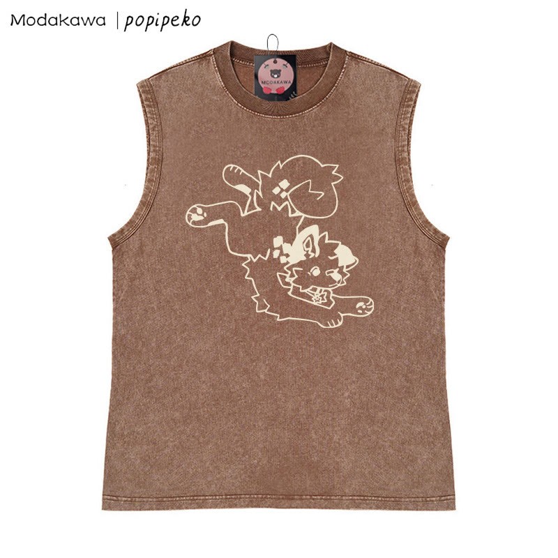 Verspieltes Unisex-T-Shirt mit verwaschenem Vintage-Print und Welpen-Grafik - Braun - 2XL - image 1