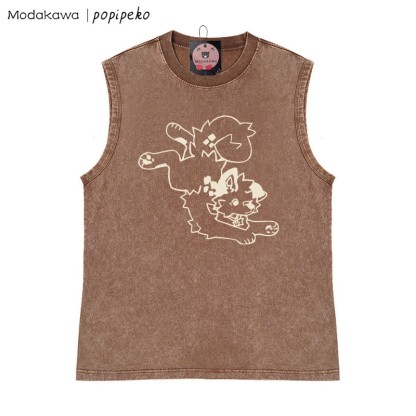 Verspieltes Unisex-T-Shirt mit verwaschenem Vintage-Print und Welpen-Grafik - Braun - 2XL - image 1