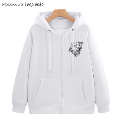 Kapuzenpullover mit lächelndem Welpen und Bandana-Grafik und Reißverschluss - Weiß - 5XL - image 2