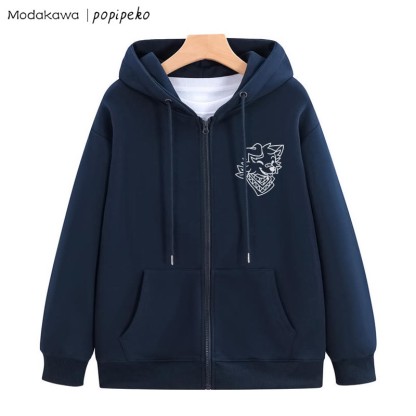 Kapuzenpullover mit lächelndem Welpen und Bandana-Grafik und Reißverschluss - Purpurblau - 5XL - image 1