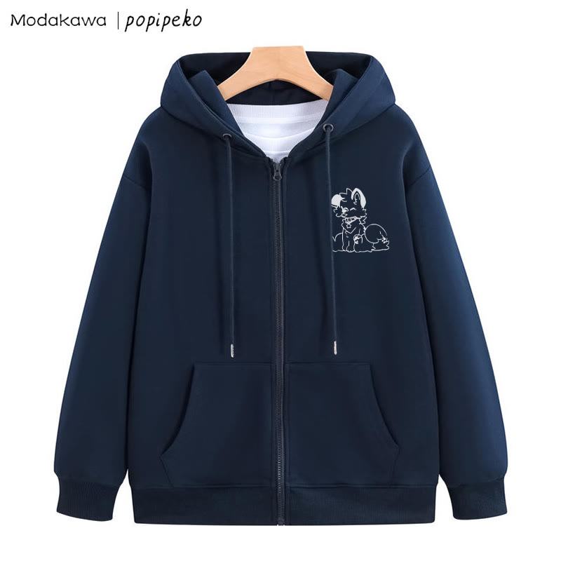 Kapuzenpullover mit herausgestreckter Zunge und Welpen-Grafik - Purpurblau - 5XL - image 7