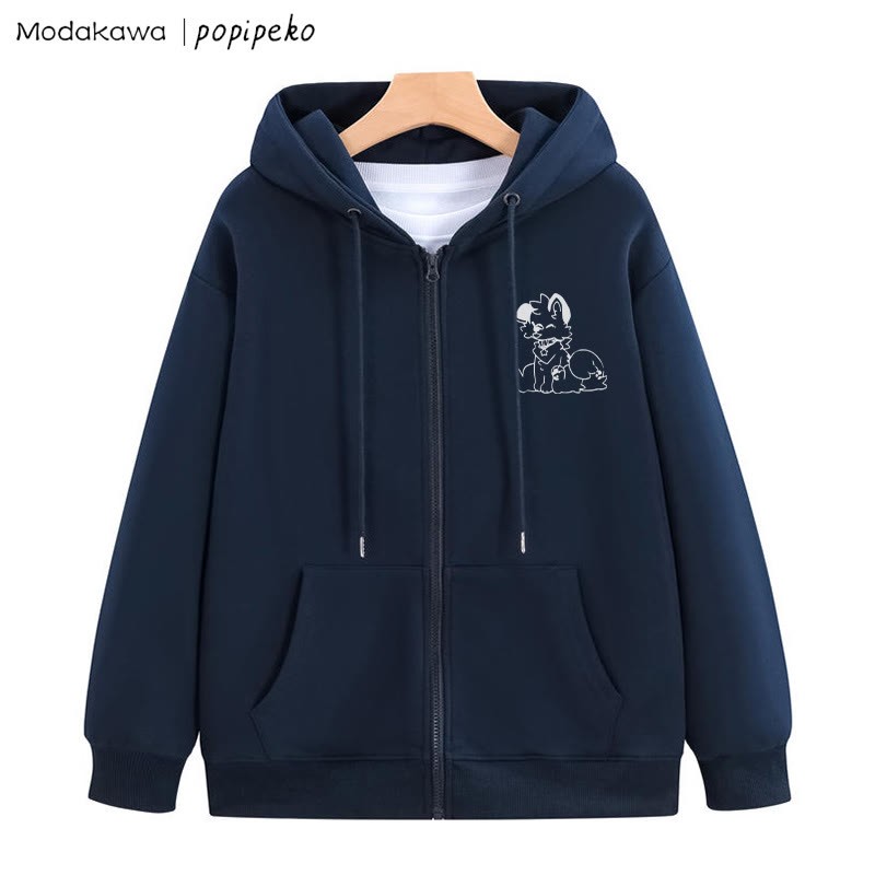 Kapuzenpullover mit herausgestreckter Zunge und Welpen-Grafik - Purpurblau - 5XL - image 7