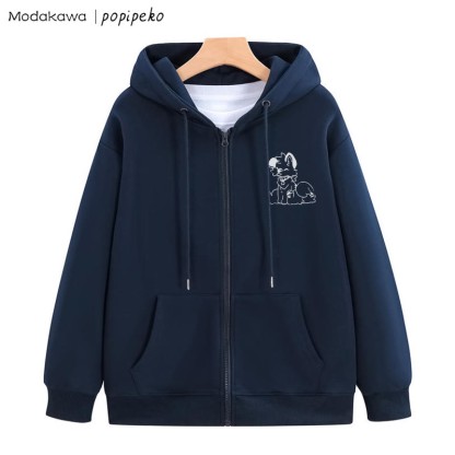 Kapuzenpullover mit herausgestreckter Zunge und Welpen-Grafik - Purpurblau - 5XL - image 7