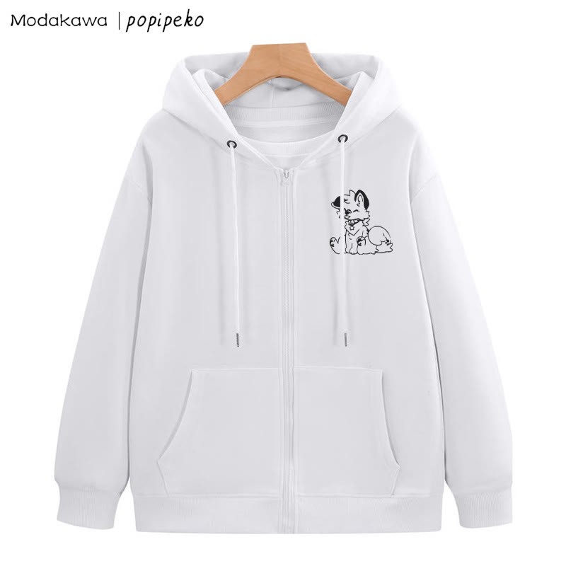 Kapuzenpullover mit herausgestreckter Zunge und Welpen-Grafik - Weiß - 5XL - image 2