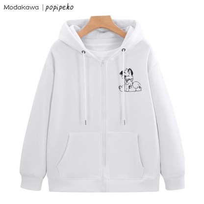 Kapuzenpullover mit herausgestreckter Zunge und Welpen-Grafik - Weiß - 5XL - image 2