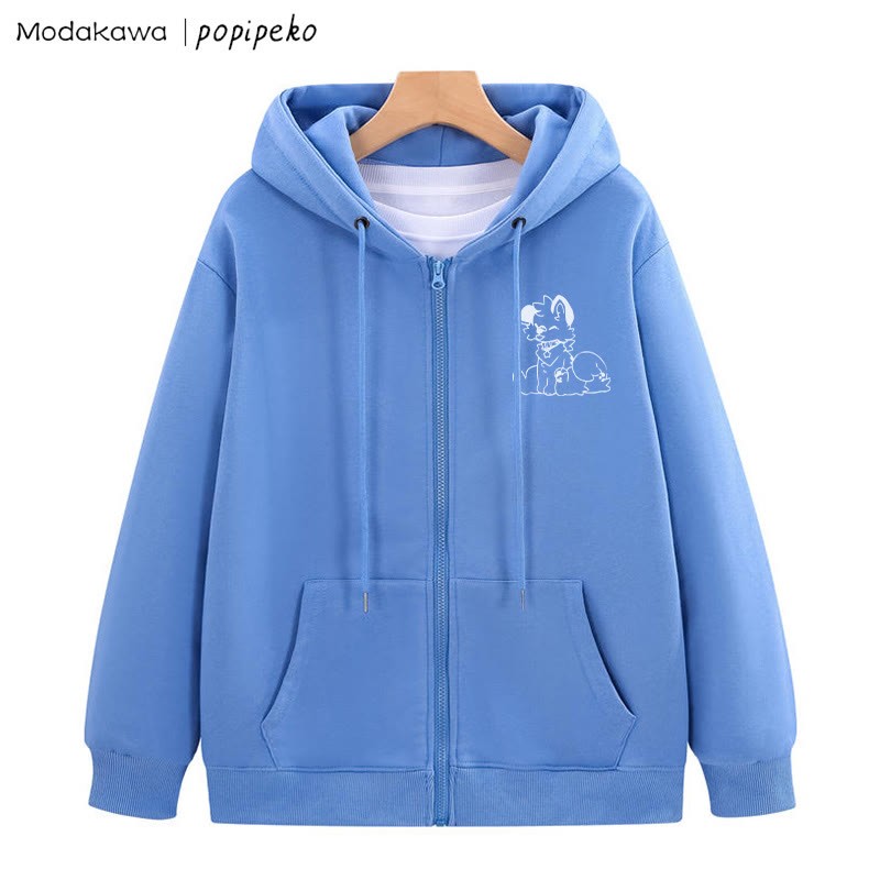 Kapuzenpullover mit herausgestreckter Zunge und Welpen-Grafik - Blau - 5XL - image 3