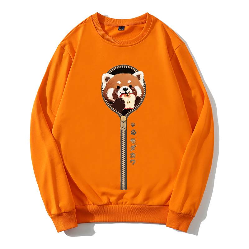 Roter Panda, der aus dem Sweatshirt mit Reißverschluss und rundem Kragen guckt - Orange - 5XL - image 1