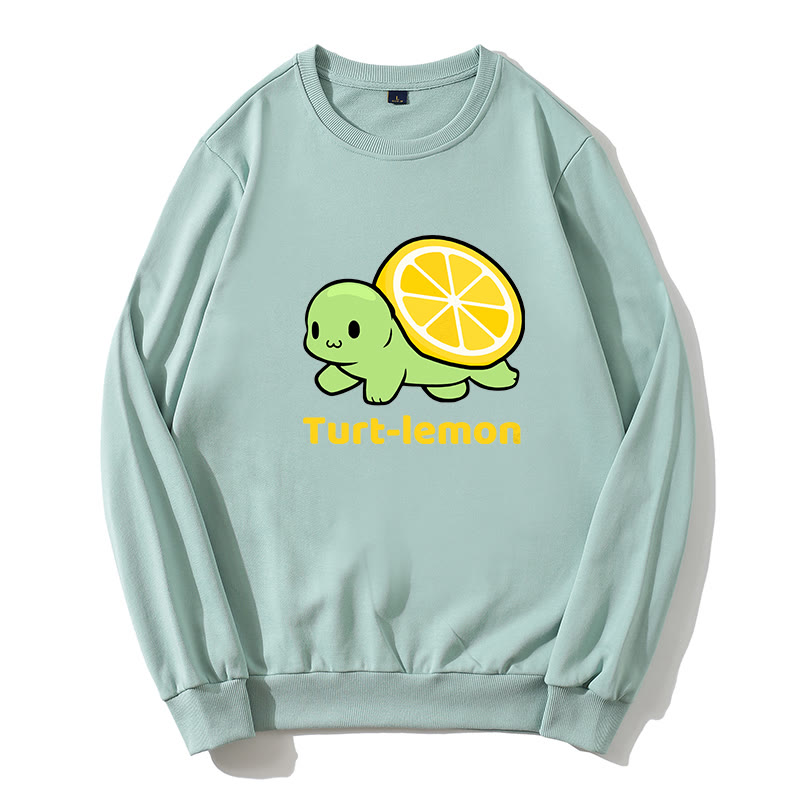 TURT-lEMON Sweatshirt mit Rundkragen und Schildkröten-Zitronen-Grafik - Grün - 5XL - image 1