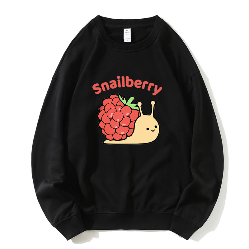 SNAILBERRY Sweatshirt mit Rundkragen und Snail Berry-Grafik - Schwarz - 5XL - image 4