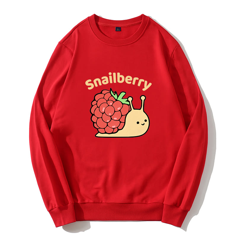SNAILBERRY Sweatshirt mit Rundkragen und Snail Berry-Grafik - Rot - 5XL - image 1