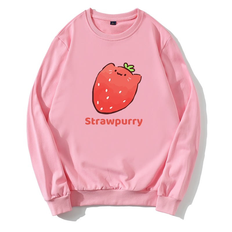 STRAWPURRY Sweatshirt mit Rundkragen und Erdbeer-Schnurr-Grafik - Rosa - 5XL - image 1