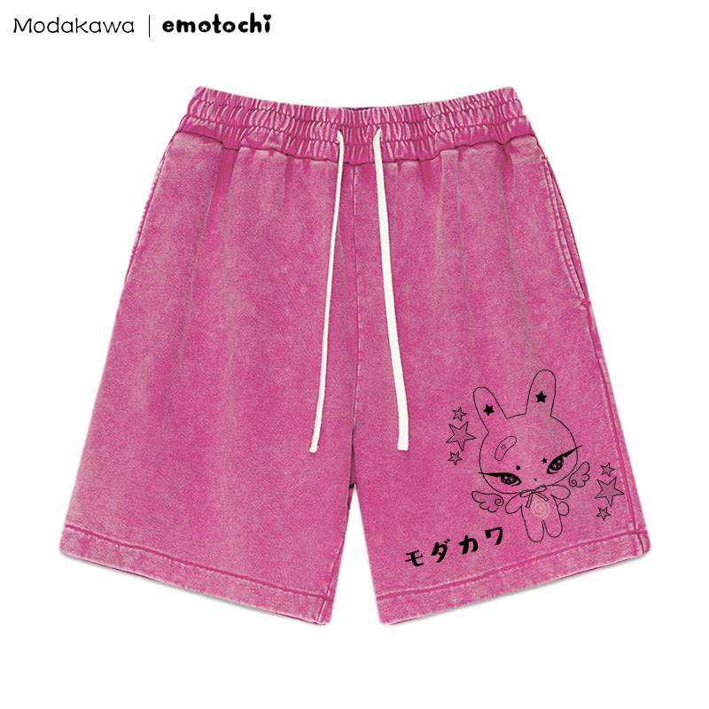 Shorts mit geflügeltem Häschen-Grafik im Vintage-Look - Rosenrot - 3XL - image 2