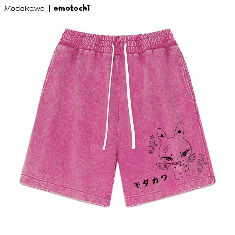 Shorts mit geflügeltem Häschen-Grafik im Vintage-Look - Rosenrot - 3XL - image 2