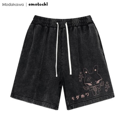 Shorts mit geflügeltem Häschen-Grafik im Vintage-Look - Schwarz - 3XL - image 1