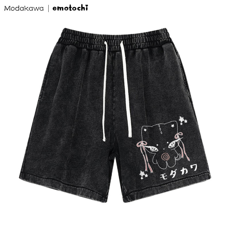 Shorts mit Bow Kitty-Grafik im Vintage-Look - Schwarz - 3XL - image 1