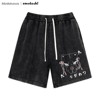 Shorts mit Bow Kitty-Grafik im Vintage-Look - Schwarz - 3XL - image 1