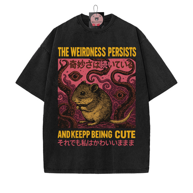 Seltsame Tentakel Maus Grafik Unisex Vintage gewaschenes T-Shirt - Schwarz - 5XL - image 3