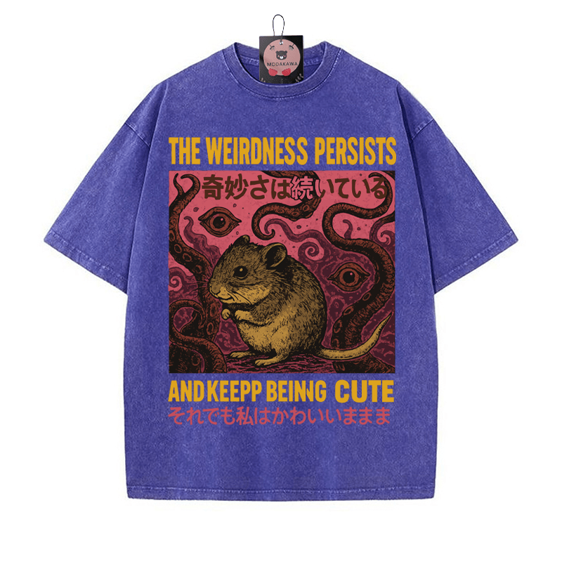 Seltsame Tentakel Maus Grafik Unisex Vintage gewaschenes T-Shirt - Blau - 5XL - image 2