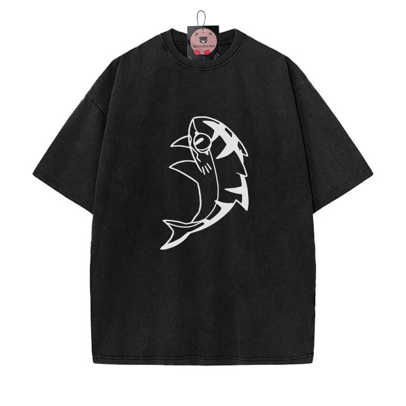 Unisex T-Shirt mit Grafik „Leaping Shark“ im Vintage-Look - Schwarz - 5XL - image 3
