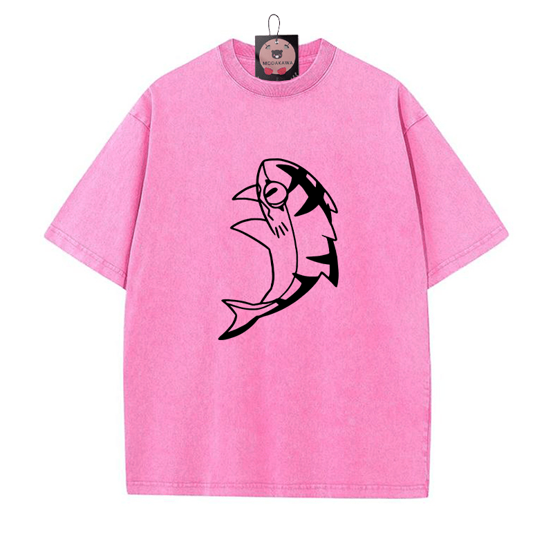 Unisex T-Shirt mit Grafik „Leaping Shark“ im Vintage-Look - Rosenrot - 5XL - image 4