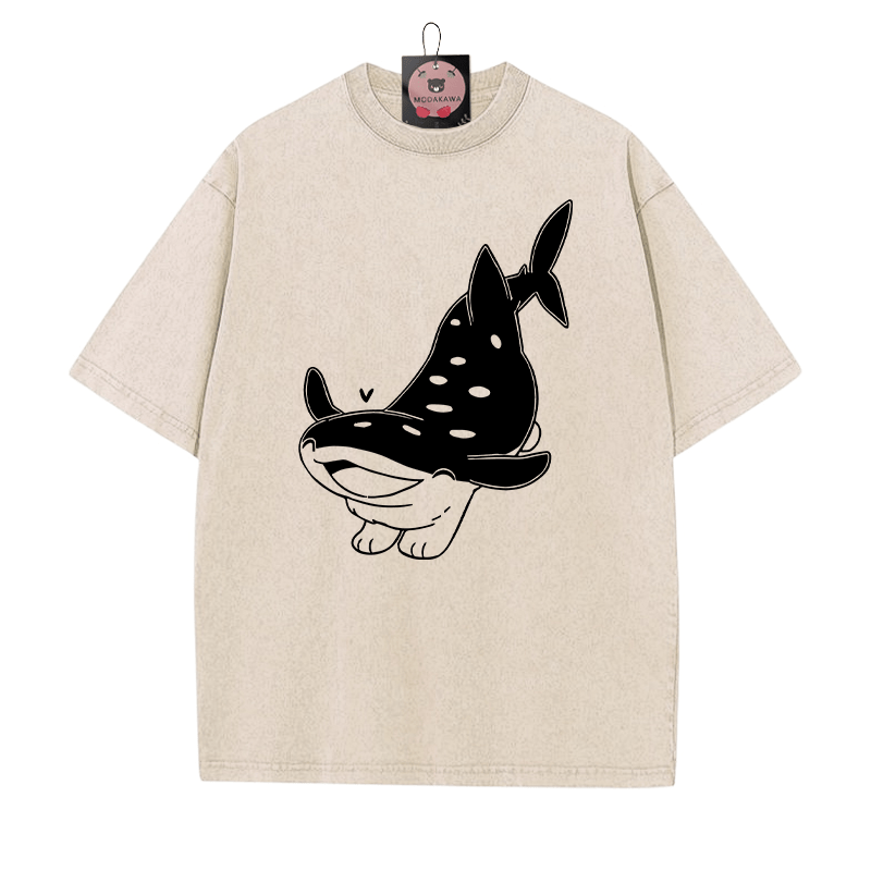 Fröhliches Pupfish Grafik Unisex Vintage Washed T-Shirt - Aprikose - 5XL - image 2