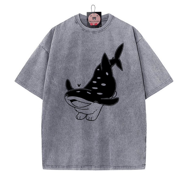 Fröhliches Pupfish Grafik Unisex Vintage Washed T-Shirt - Grau - 5XL - image 1