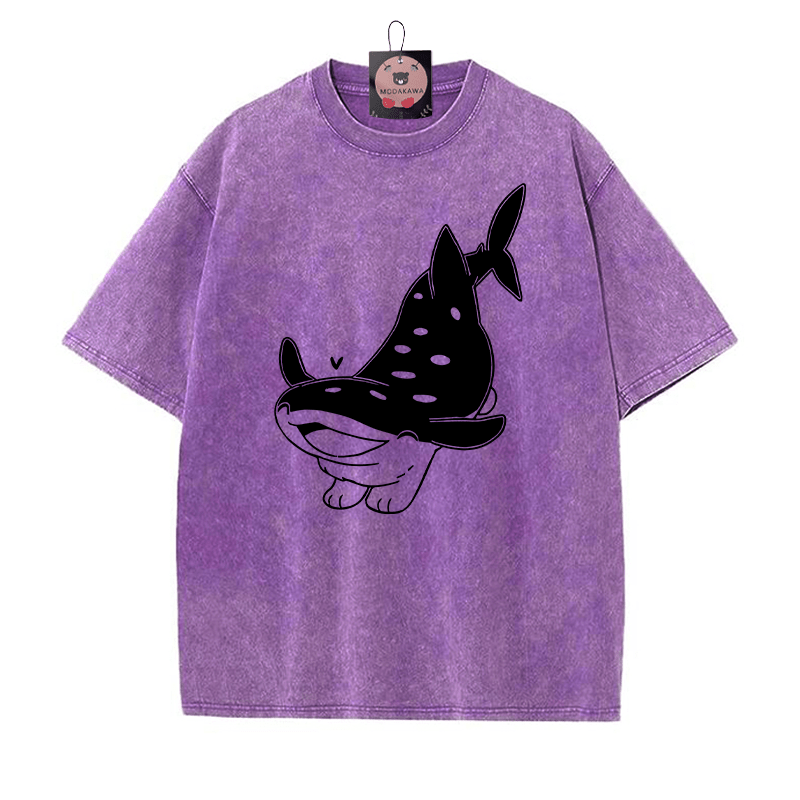 Fröhliches Pupfish Grafik Unisex Vintage Washed T-Shirt - Lila - 5XL - image 4