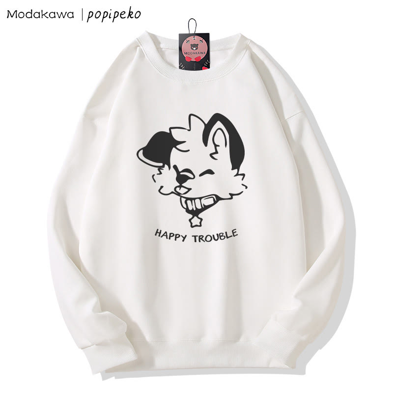 MODAKAWA X popipeko Zunge-raus-Welpen-Grafik-Partner-Sweatshirt mit Rundhalsausschnitt - White - 5XL - image 3