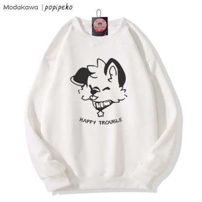MODAKAWA X popipeko Zunge-raus-Welpen-Grafik-Partner-Sweatshirt mit Rundhalsausschnitt - White - 5XL - image 3