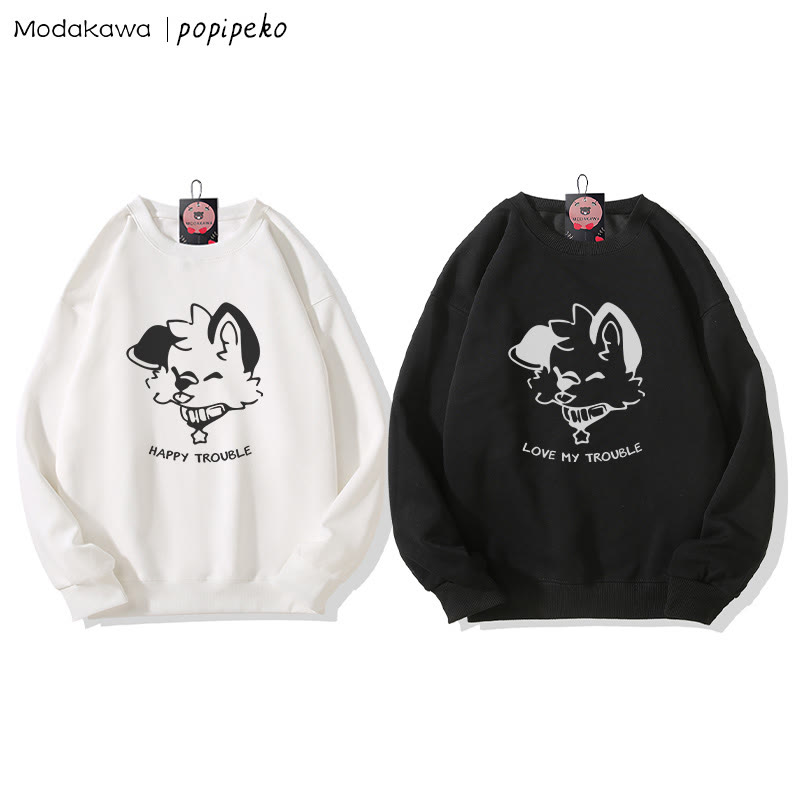 MODAKAWA X popipeko Zunge-raus-Welpen-Grafik-Partner-Sweatshirt mit Rundhalsausschnitt - image 1