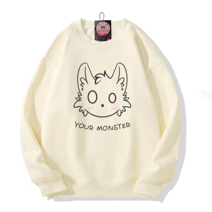 Little Monster Graphic Couple Partner-Sweatshirt mit Rundhalsausschnitt - Beige - 5XL - image 3