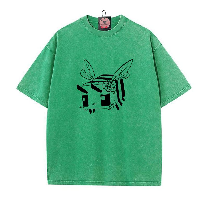 Moody Square – Unisex-T-Shirt mit Bienen-Grafik im Vintage-Look - Grün - 5XL - image 2