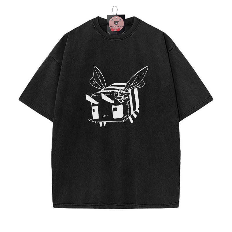 Moody Square – Unisex-T-Shirt mit Bienen-Grafik im Vintage-Look - Schwarz - 5XL - image 1