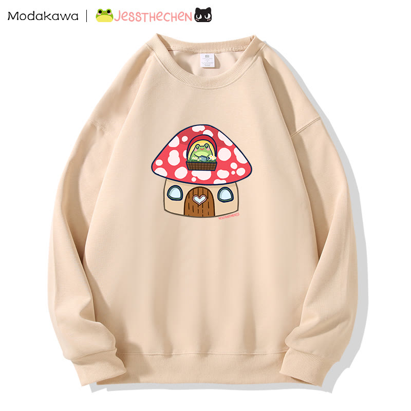 MODAKAWA X jessthechen Frog In Mushroom House Grafik-Sweatshirt - Beige - 5XL - image 1