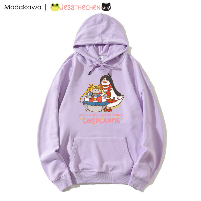 Kapuzenpullover mit lustiger Tier-Cosplay-Grafik - Purple - 5XL - image 2