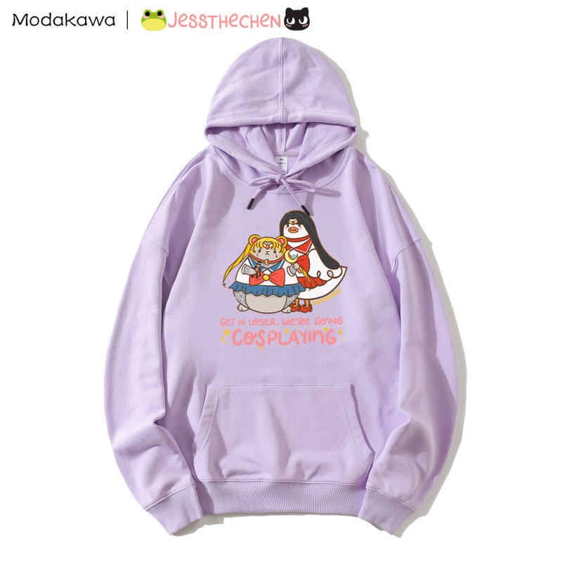 Kapuzenpullover mit lustiger Tier-Cosplay-Grafik - Purple - 5XL - image 2