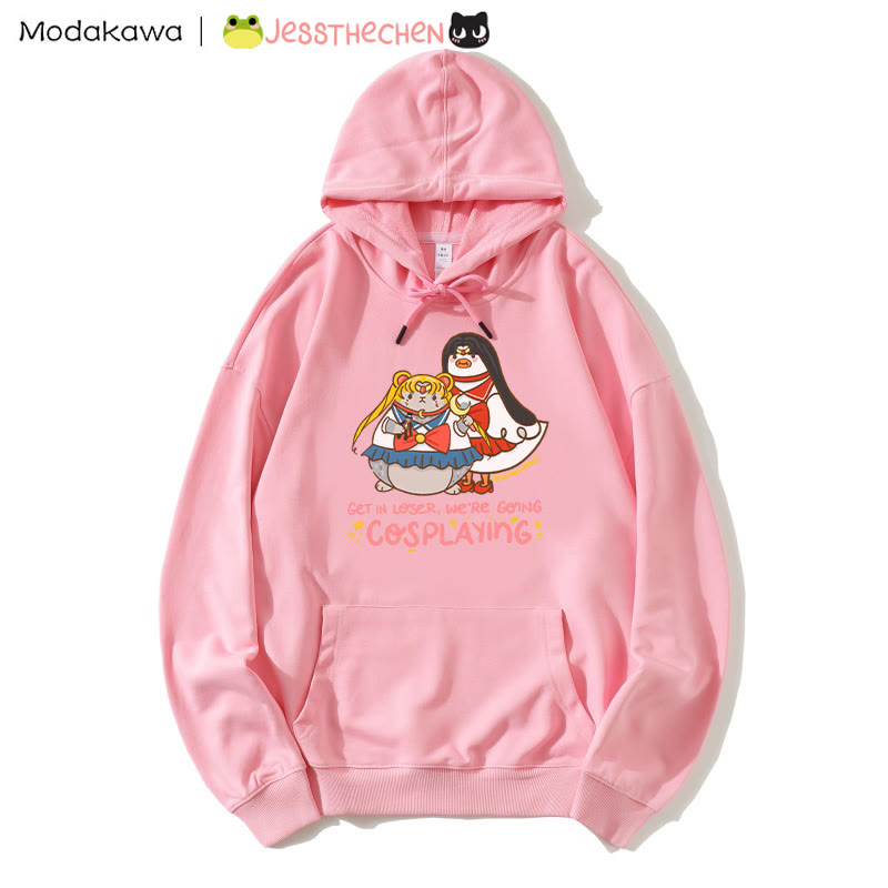 Kapuzenpullover mit lustiger Tier-Cosplay-Grafik - Pink - 5XL - image 1