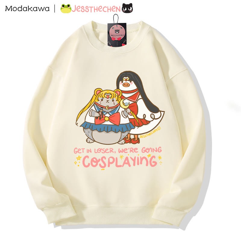 Sweatshirt mit lustigem Tier-Cosplay-Motiv und Rundhalsausschnitt - Beige - 5XL - image 4