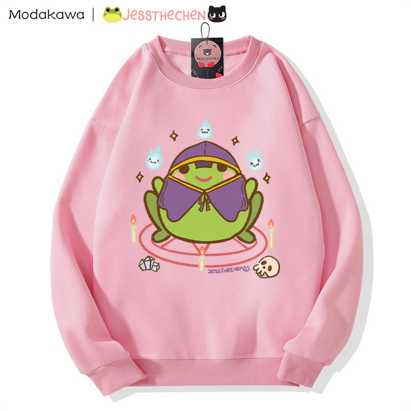 Wizard Frog Grafik Rundhals-Sweatshirt - Pink - 5XL - image 2