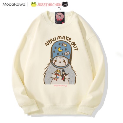 Sweatshirt mit witzigem Katzenmotiv und Spielzeug, Rundhalsausschnitt - Beige - 5XL - image 1