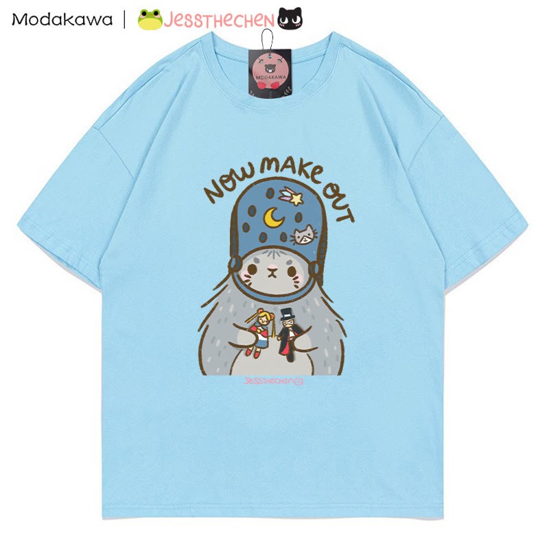 T-Shirt mit Grafik „Quirky Kitty With Toys“ - Blau - 5XL - image 2