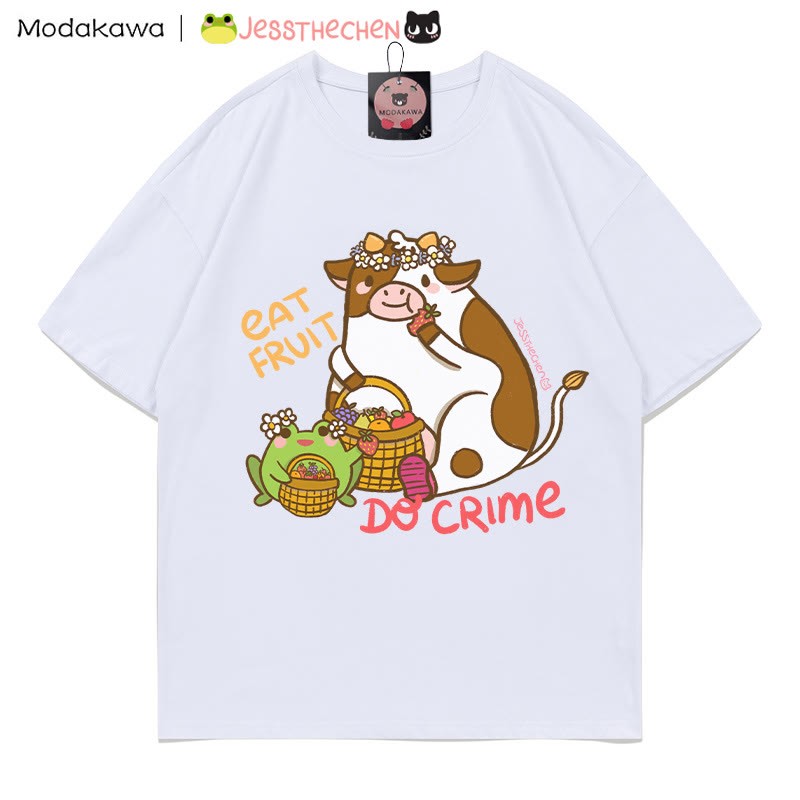 T-Shirt mit Grafik „Fruchtfressende Kuh“ - Weiß - 5XL - image 5