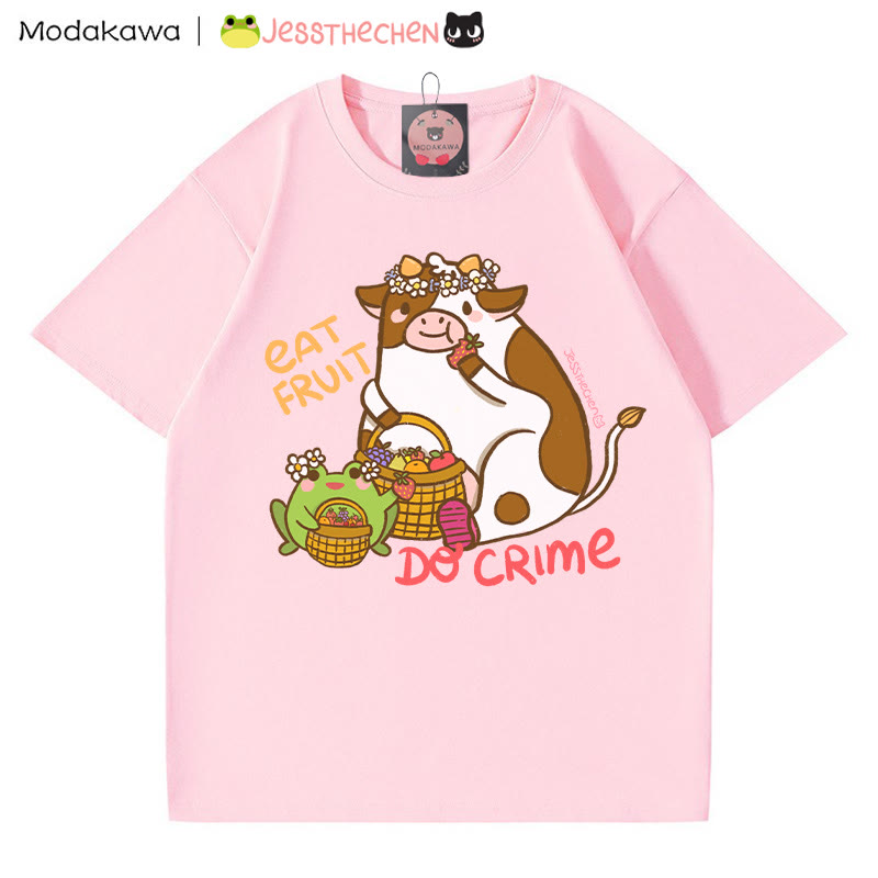 T-Shirt mit Grafik „Fruchtfressende Kuh“ - Rosa - 5XL - image 2