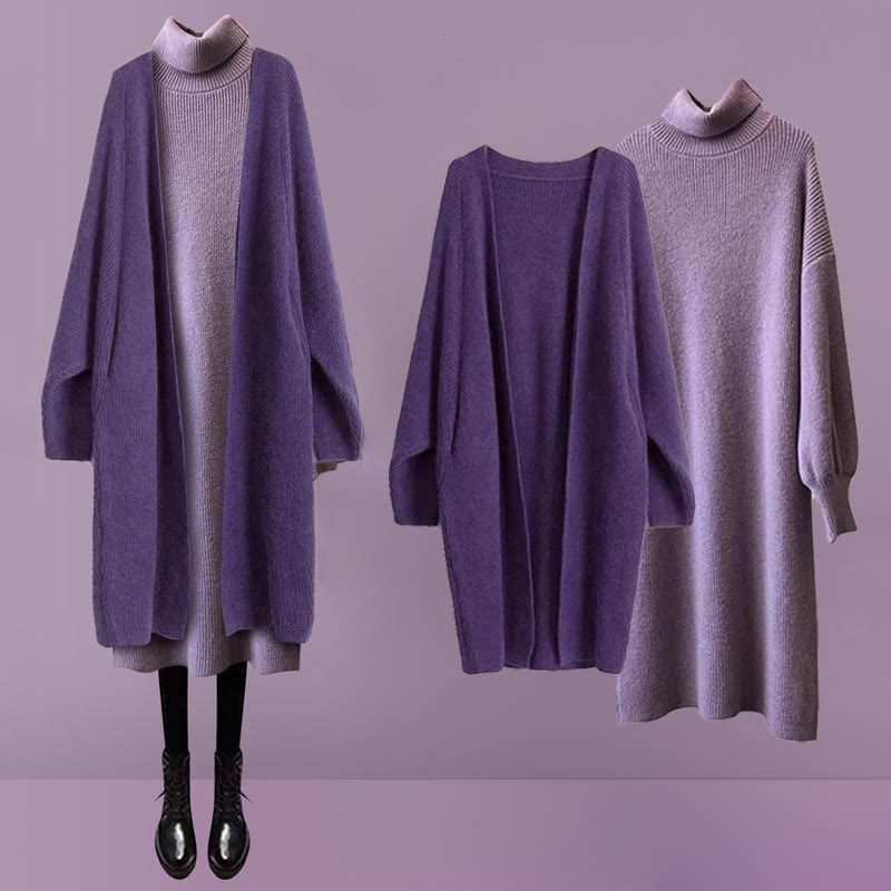 Strickcardigan-Kleid passendes Outfit - Purple Set - XL - image 1