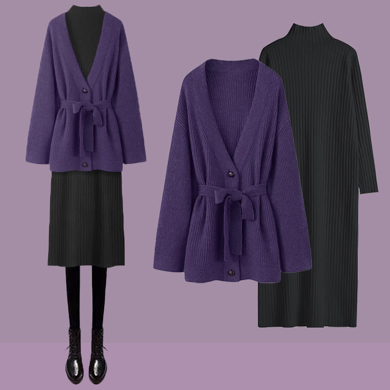 Strickjacke mit Schnürung, passendes Outfit - Set - XL - image 1