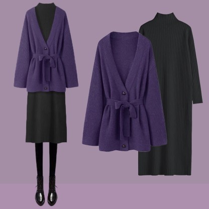 Strickjacke mit Schnürung, passendes Outfit - Set - XL - image 1