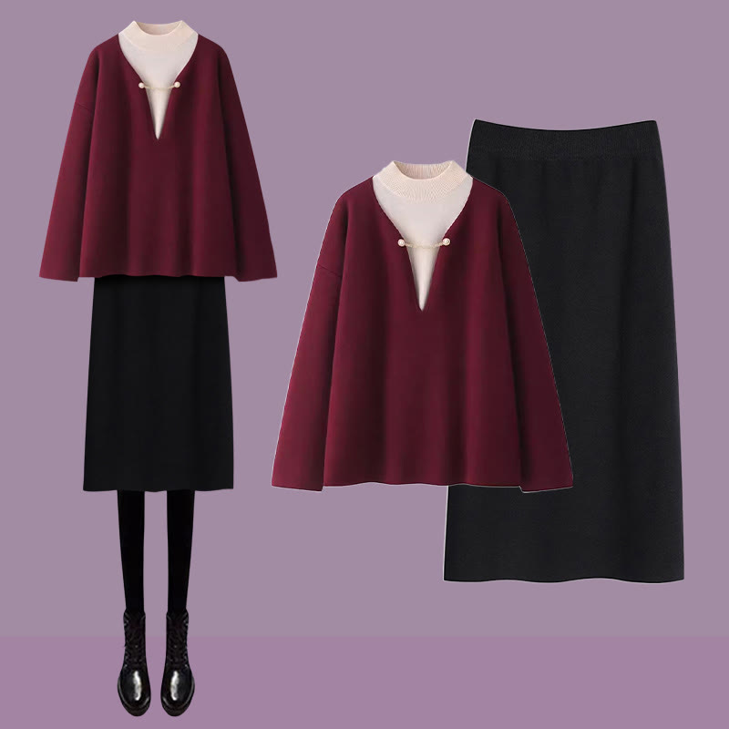 Gefälschtes Partner-Outfit: Pullover und Rock - Red Set - 2XL - image 2